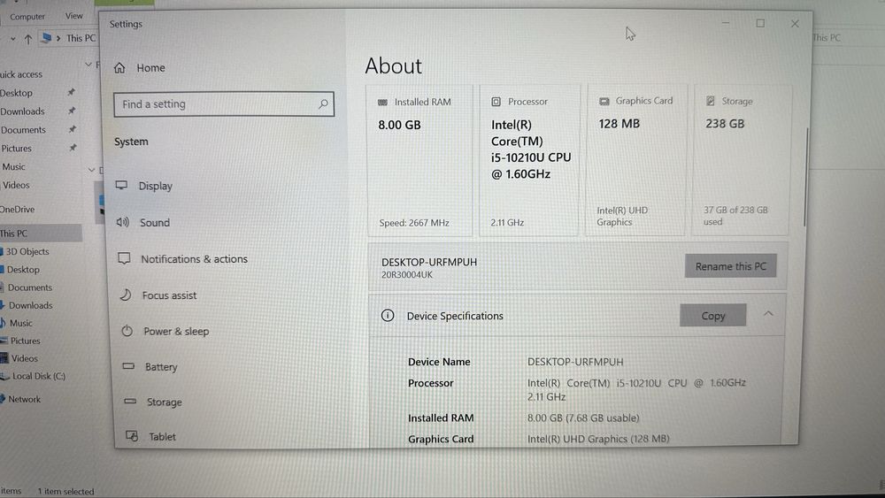 Лаптоп Lenovo Thinkpad L13 Gen 1 Intel i5 -10210u 8GB 256GB SSD