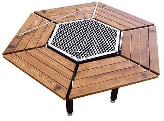 Дачный стол - мангал для эксклюзивной пищи.Mamlakat stoli - barbekyu.