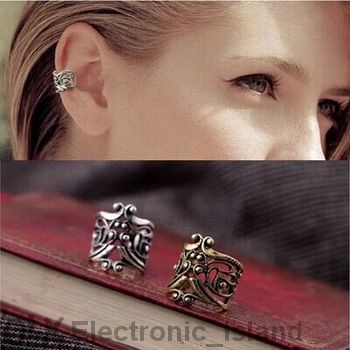 Модерна пънк рок ретро клип обеца за ухо, U форма, цвят старо сребро