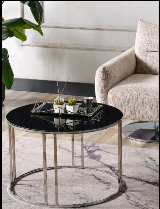 Стъклена холна маса / комплект 3 бр. – модерни декоративни масички