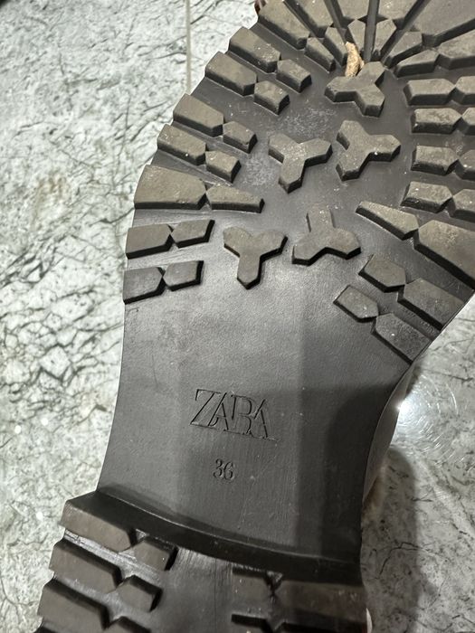 ZARA зимни кубинки боти от естествена кожа