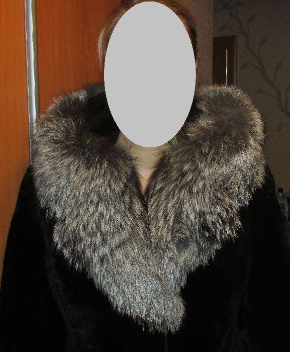 Шуба мутоновая с чернобуркой
