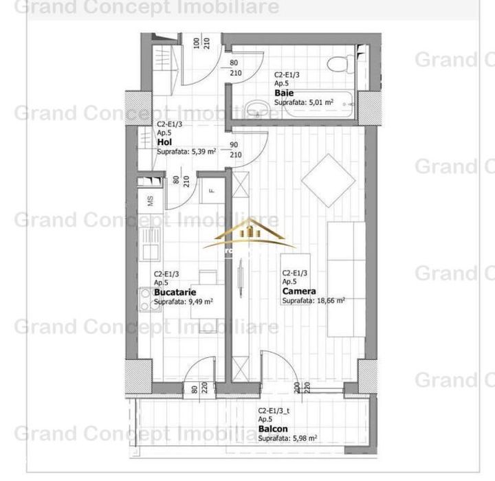 Apartament 1 camera, Tatarasi, 37.01mp   €82.660 Cod Oferta: 7052