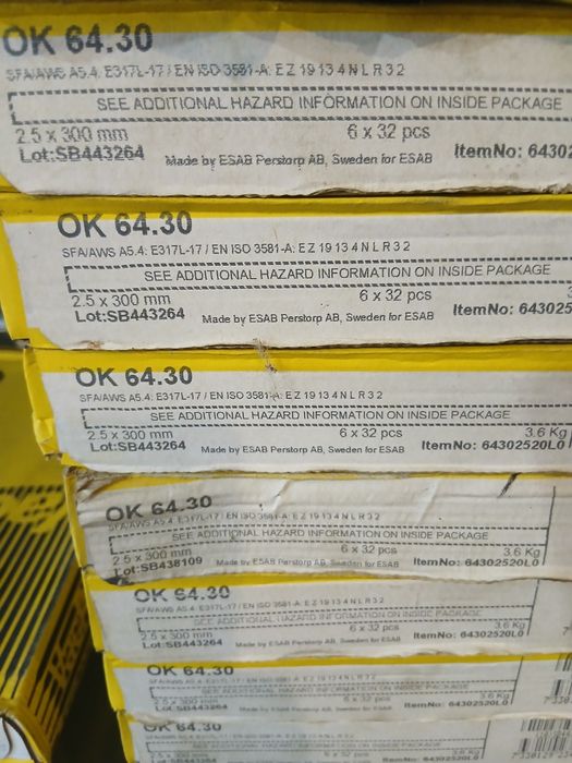 Electrozi Esab OK 63,35 Inox E 316-15 la 1.700 kg