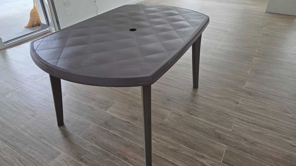 Masa gradina, terasa, pentru 6 persoane, plastic, 137 x 90 x 73 cm, bej
