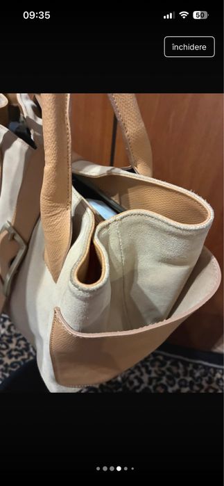 Geanta de mana , piele naturala, bej/ camel, Rapel.Biz