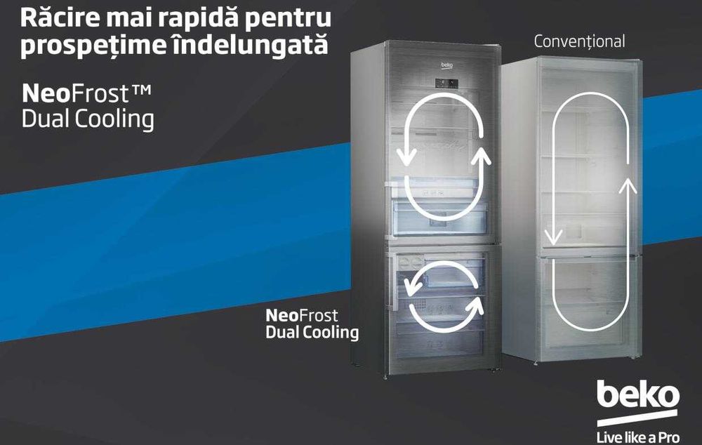 Нов инверторен хладилник 70 см Beko RCNE560E40DZXBN, 497 л