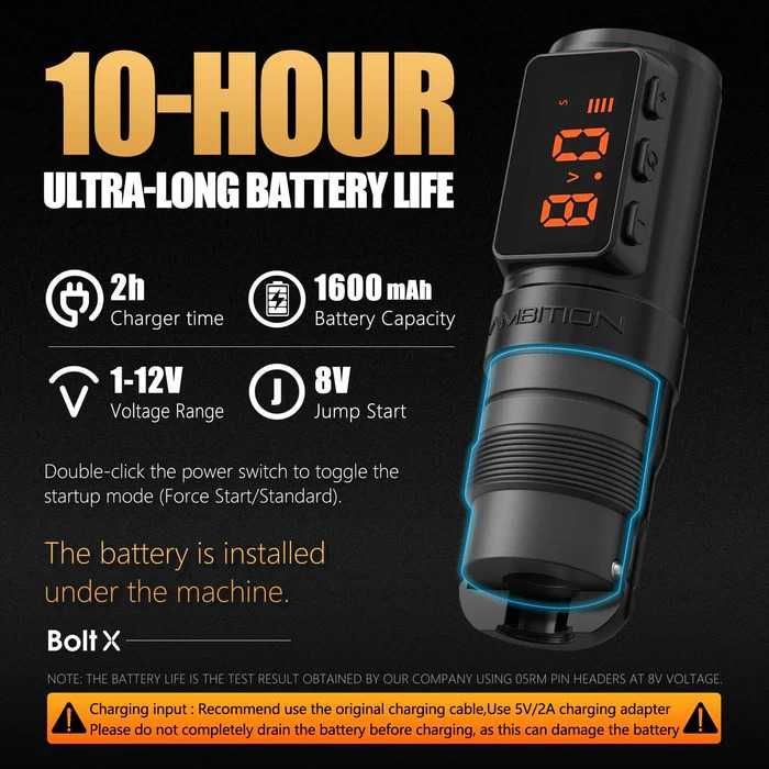 Super KIT Ambition-Bolt X NOU Aparat de tatuat Calitate Pro, + bonus!