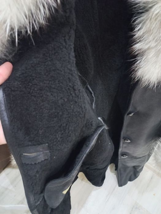 Кожный пальто зимный