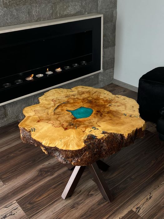 Цена до Януари! Холна маса Явор епоксидна смола - Масивно дърво