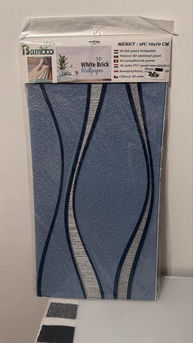 Plăci decorative autoadezive 3D – albastru cu model modern, 70 x 70 cm