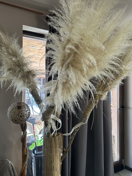 Изкуствено дърво с естествена пампаска трева