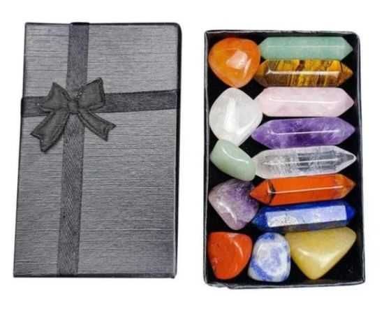 Set de 14 Cristale Semipretioase +cadou placa divinatie