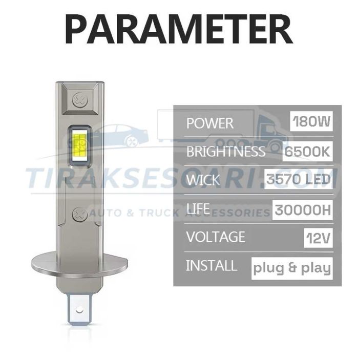 CARLUX LED Диодни Крушки H1 180W 12V 300% светлина без вентилатор