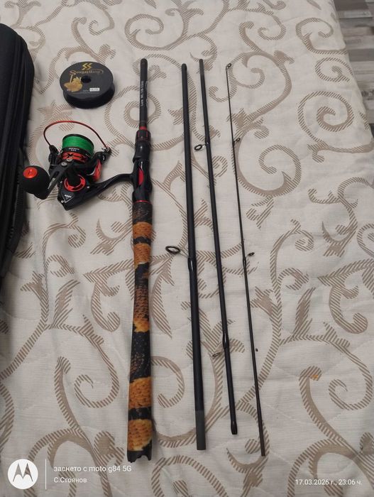 Спининг комплект( въдица, макара, калъф, влакно)