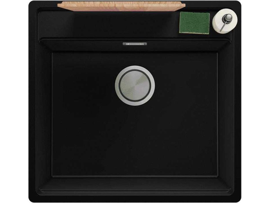 Черна кухненска мивка за вграждане под плот Берген 60 Low 560x530 мм
