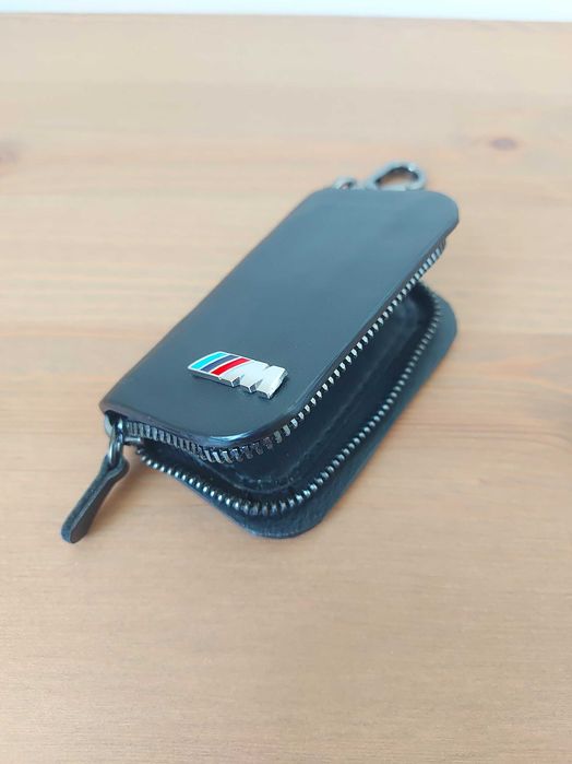 Husa carcasa cheie BMW breloc piele naturala negru