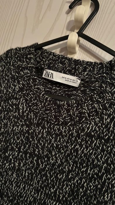 Черна къса плетена рокля ZARA