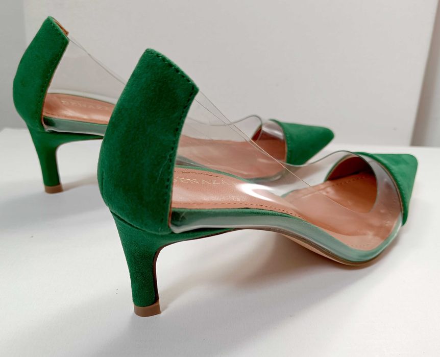 Pantofi noi, nr. 35, verzi, cu decupaj din silicon, "Benaza"