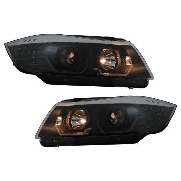 Faruri BMW Seria 3 Limousine E90 Touring E91 (03.2005-08.2008) 3D LED Angel Eyes  Negru