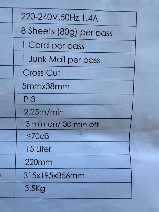 Шредер за документи Vida Teco