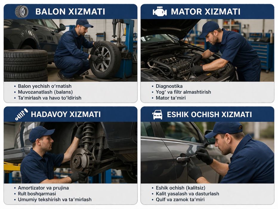 Avto servis vizif xizmati va servisda xizmat