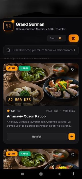 Online menu narxi 8mln