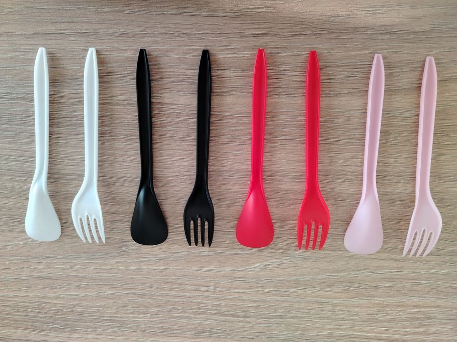 Bir martalik plastik qoshiq va vilka – rangli, mustahkam