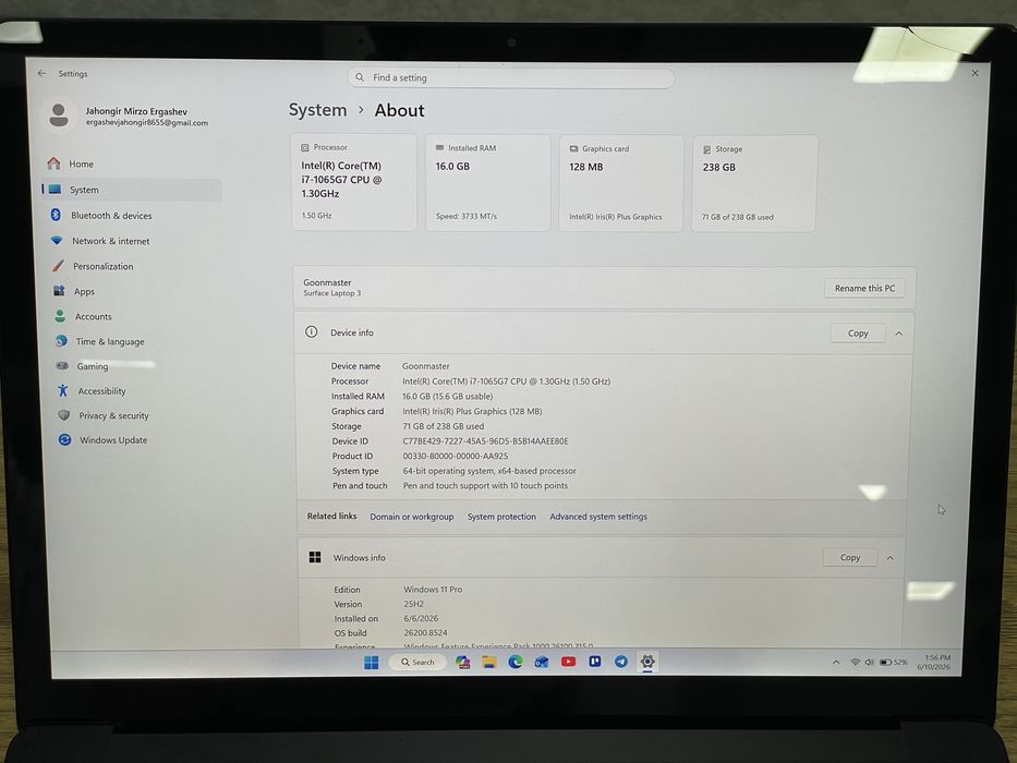 Microsoft Surface laptop 3