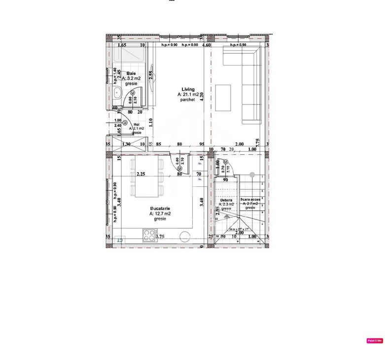Quadruplex cu 3 camere  - 88 mp - Cartierul Arhitectilor