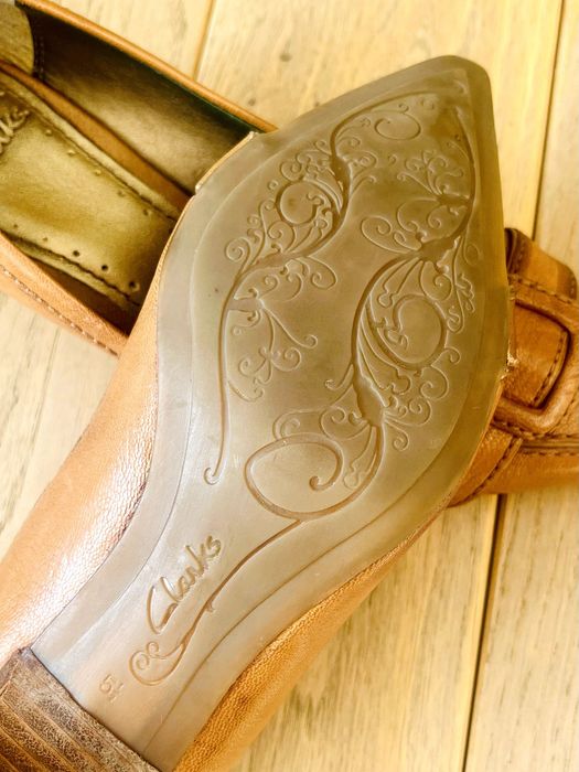 Кафяви кожени обувки Кларкс/ Brown Clarks Leather Court Shoes No 38.5