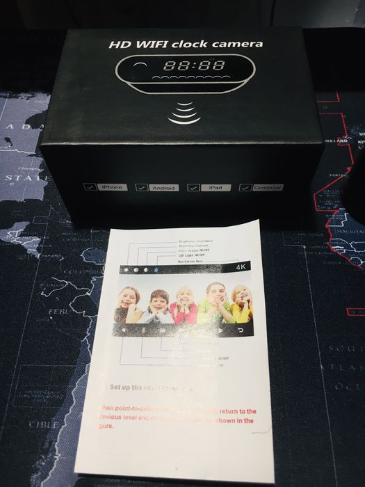 Часы будильник электронный со скрытой видеокамерой 4К 24/7 (Видеоняня)