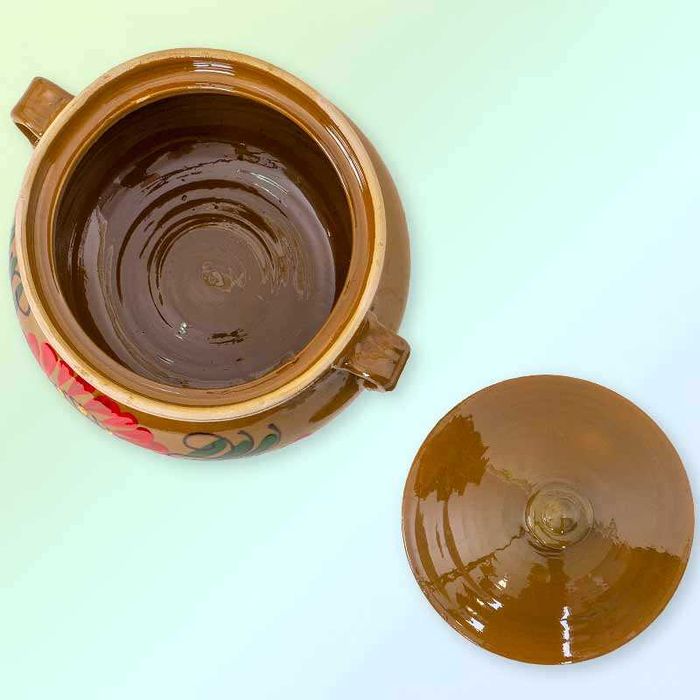 Глинена тенджера с капак 18 см, 2 л