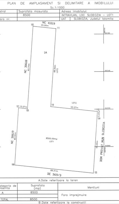 Teren INTRAVILAN Slobozia - 40€