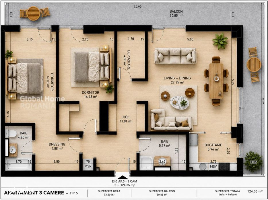 Gemina by the Lake | Apartament 3 camere | Pipera Plaza | Rond OMW