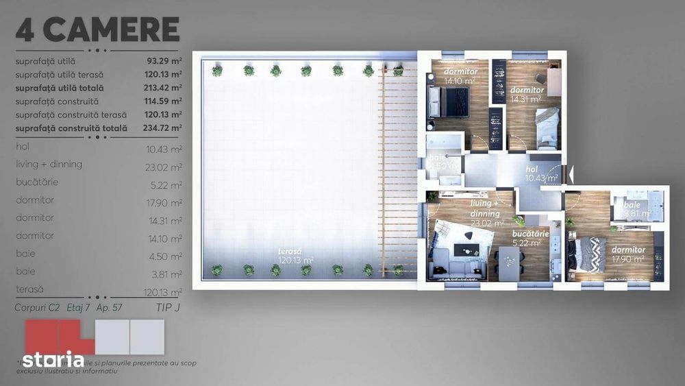 Penthouse exclusivist cu 4 camere, 212 mp utili Sect 6 Bucuresti
