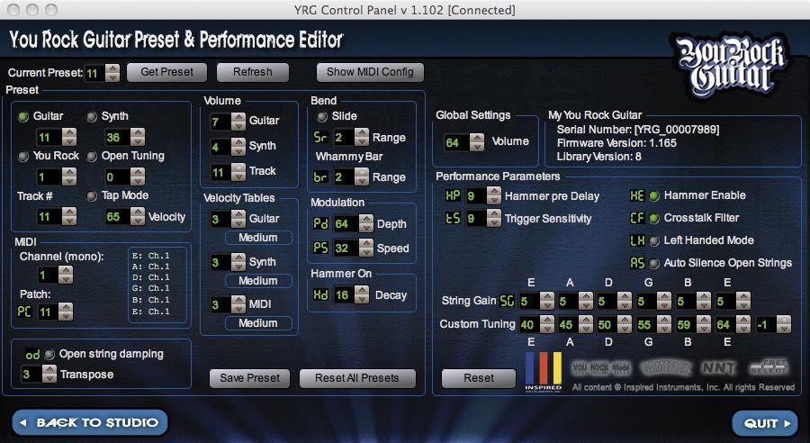 Inspired Instruments YouRock MIDI Guitar Gen2