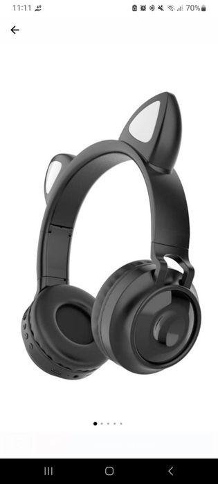 Casti wireless Over-Ear, urechi de pisica cu jocuri de lumini