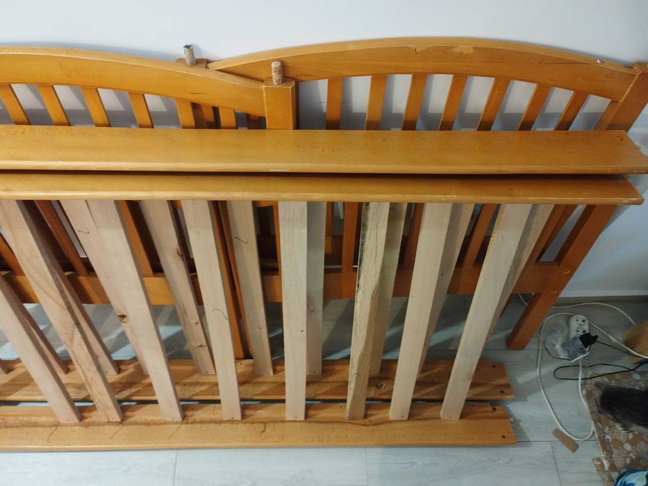 Pat copii supraetajat lemn fag  folosit - stare buna !