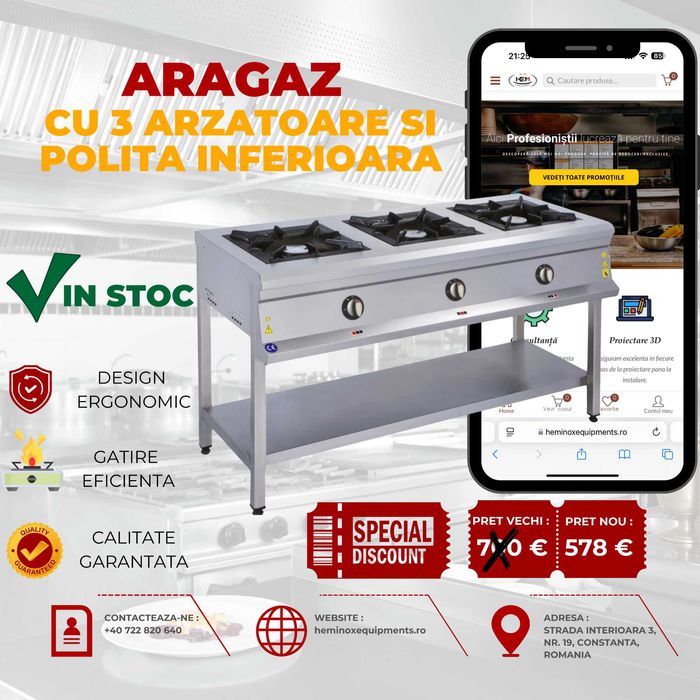 Aragaz Inox Profesional Cu 2,3,4,6 Arzatoare IN STOC