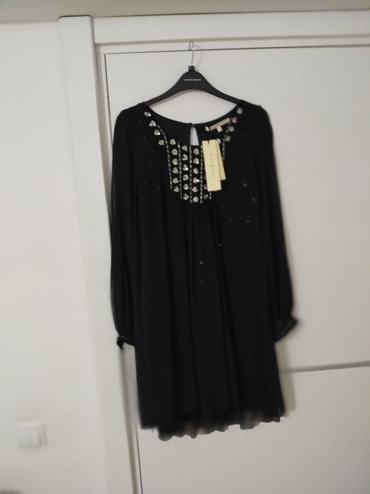 Rochie voal neagra cu decorațiuni, dublura,mărimea 36_38