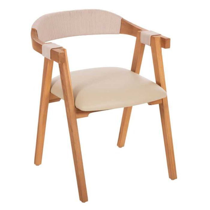 Трапезен стол, Rimini, Черен, Натурален, Изкуствена кожа, 60х61х76см.