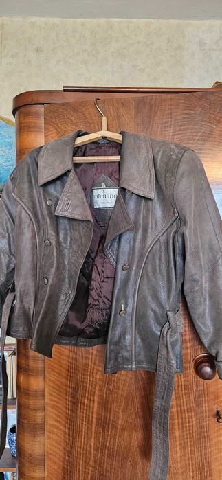 Валентино Valentino дамско ретро кожено яке сако с колан