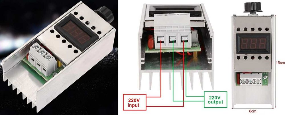 Variator tensiune turatie motor c.a. + votmetru 10000W. Nou!