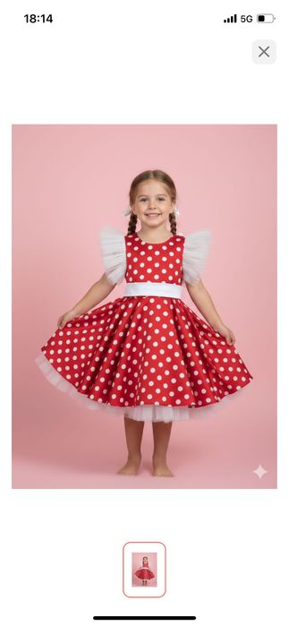 Платье для девочек (горошек красный)