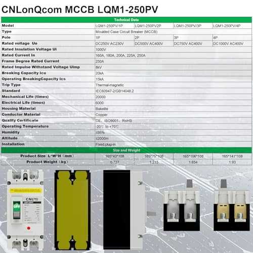 Нов Батериен Изолатор DC500V 250A MCCB 2 Полюса Автоматичен Прекъсвач Солар