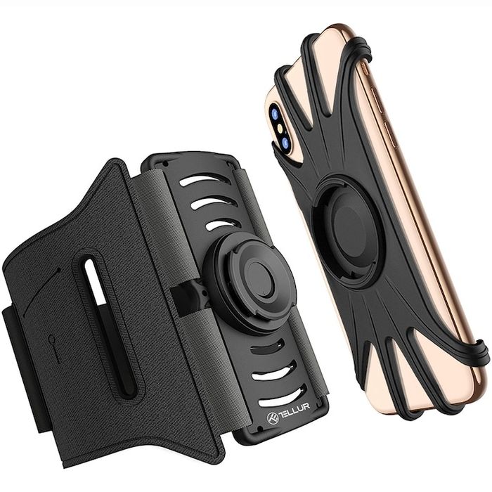 Suport detasabil Tellur de telefon 4"-6.5" pentru brat A100, Negru