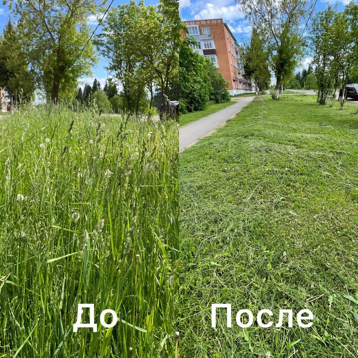 Покос травы триммером