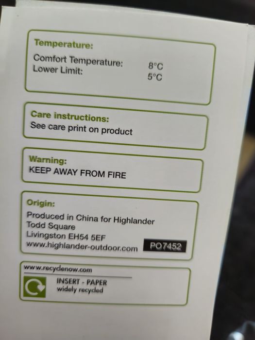 Sac de dormit Highlander 250, Nou, primăvara / vara