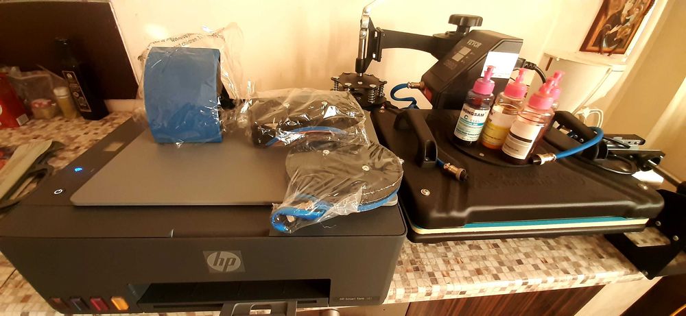 Vand imprimantă HP SMrt tank 581 si Presa Vevor de imprimat